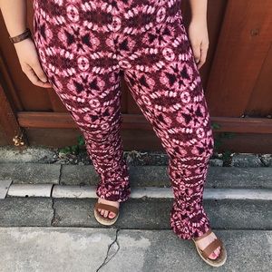 Hot pink design flare pants .